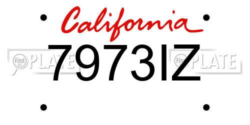 7973IZ California License Plate