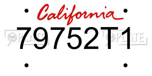 79752T1 California License Plate