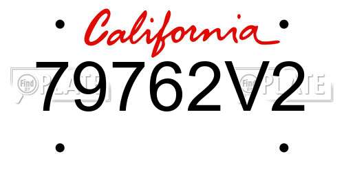79762V2 California License Plate