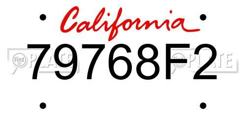 79768F2 California License Plate