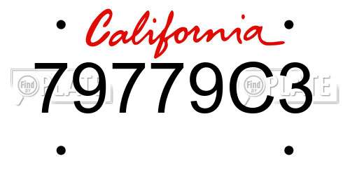79779C3 California License Plate