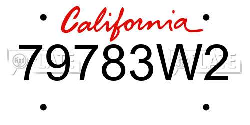 79783W2 California License Plate