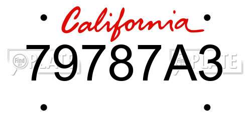 79787A3 California License Plate