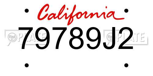 79789J2 California License Plate