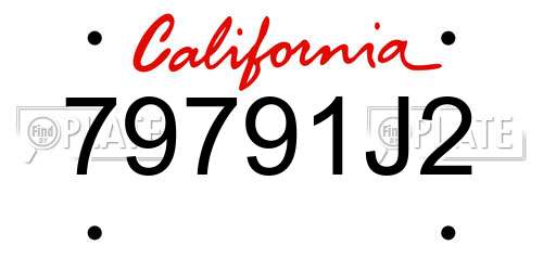 79791J2 California License Plate