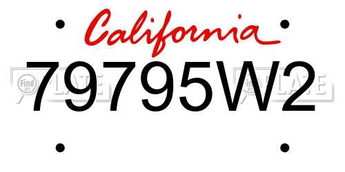 79795W2 California License Plate