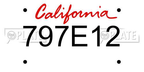 797E12 California License Plate