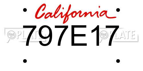 797E17 California License Plate