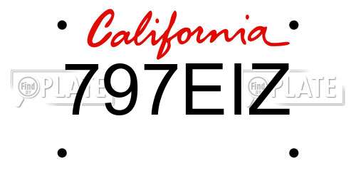 797EIZ California License Plate