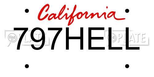797HELL California License Plate