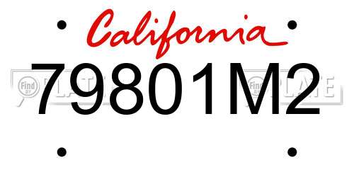 79801M2 California License Plate