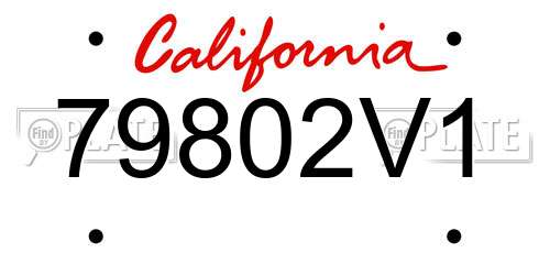 79802V1 California License Plate
