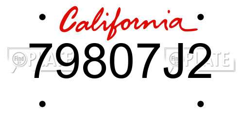 79807J2 California License Plate