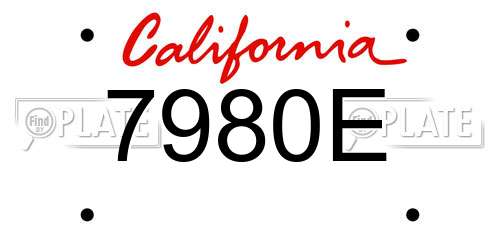 7980E California License Plate