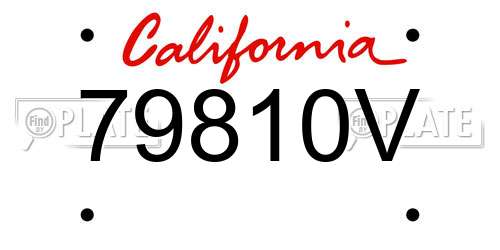 79810V California License Plate