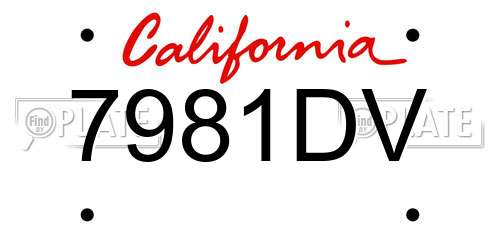 7981DV California License Plate