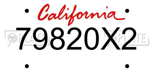 79820X2 California License Plate