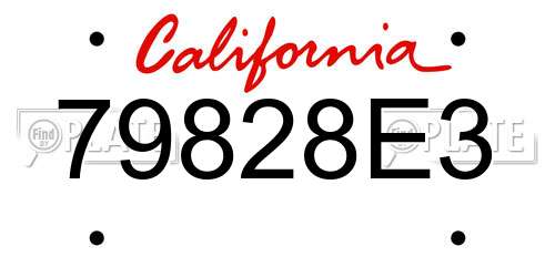 79828E3 California License Plate