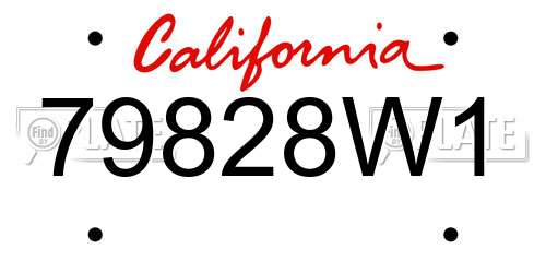 79828W1 California License Plate