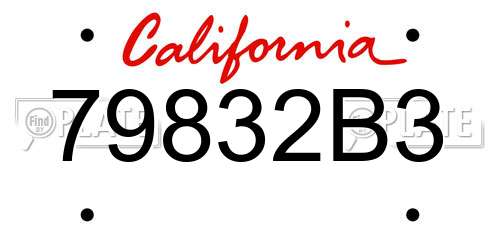 79832B3 California License Plate
