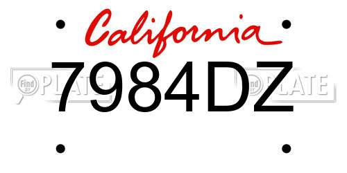 7984DZ California License Plate
