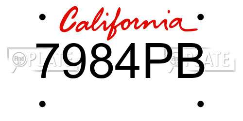 7984PB California License Plate