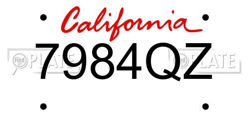 7984QZ California License Plate
