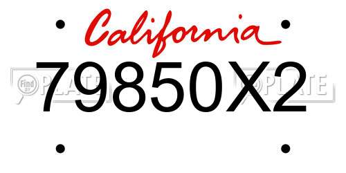 79850X2 California License Plate