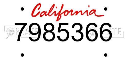 7985366 California License Plate