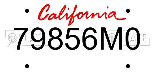 79856M0 California License Plate