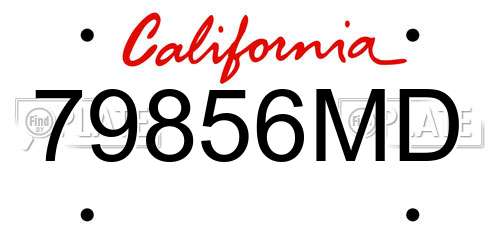 79856MD California License Plate