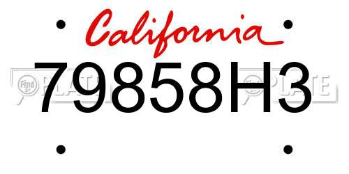 79858H3 California License Plate