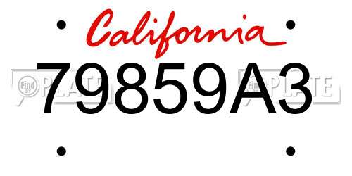 79859A3 California License Plate