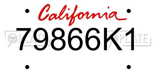 79866K1 California License Plate