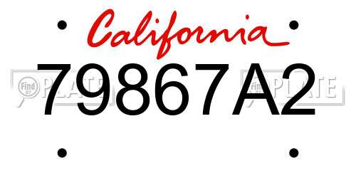 79867A2 California License Plate