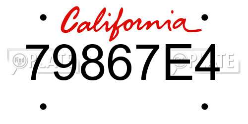 79867E4 California License Plate