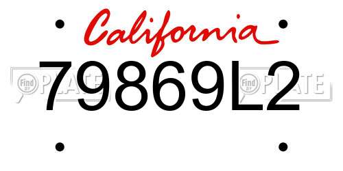 79869L2 California License Plate