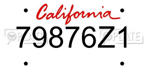 79876Z1 California License Plate