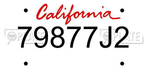 79877J2 California License Plate