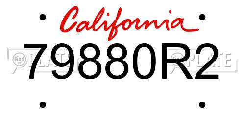 79880R2 California License Plate