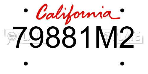 79881M2 California License Plate