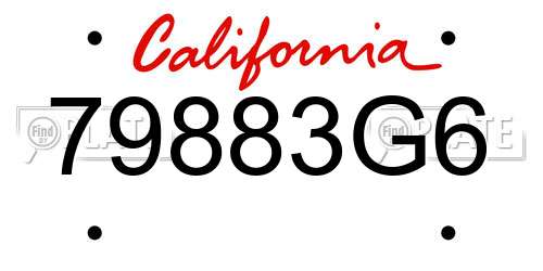 79883G6 California License Plate
