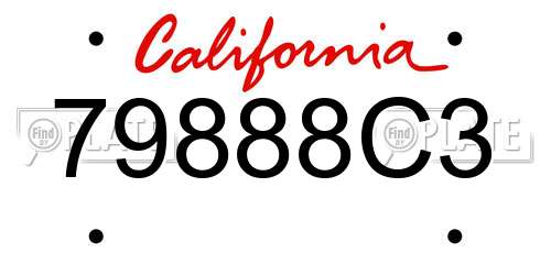 79888C3 California License Plate