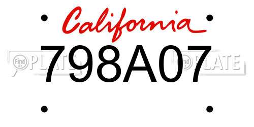 798A07 California License Plate