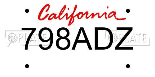 798ADZ California License Plate