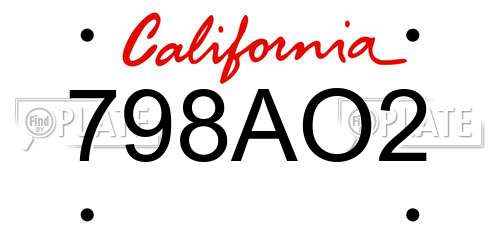 798AO2 California License Plate