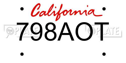 798AOT California License Plate