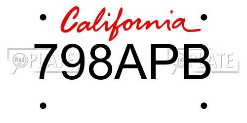 798APB California License Plate