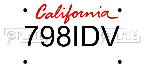 798IDV California License Plate