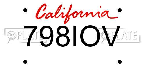 798IOV California License Plate
